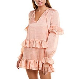 Tularosa Pink Polka Dot Long Sleeve Dress small‎